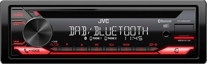 JVC KD-DB622BT CD-Autoradio mit DAB+ und Bluetooth Freisprecheinrichtung (Soundprozessor, USB, AUX-I