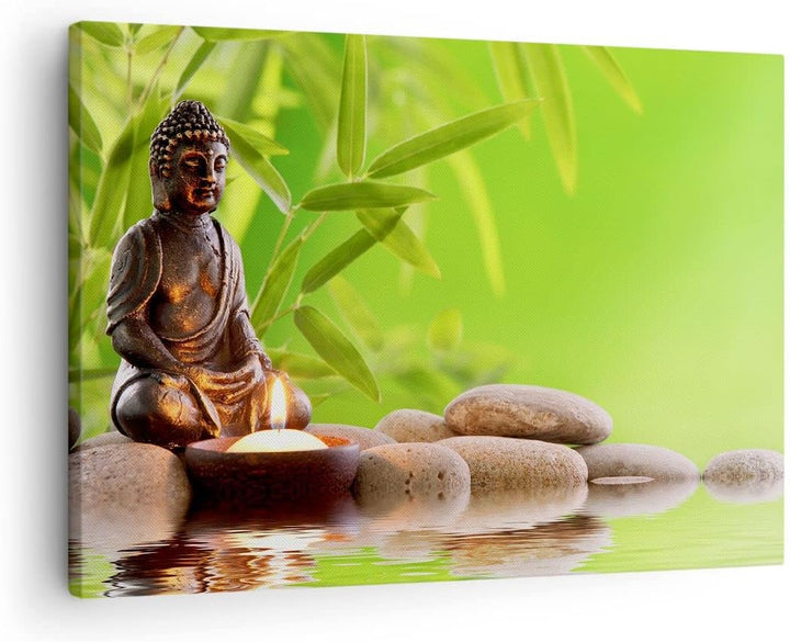 Bilder auf Leinwand Buddhismus Feng Shui Spa Bambus Leinwandbild 70x50cm Wandbilder Dekoration Wohnz
