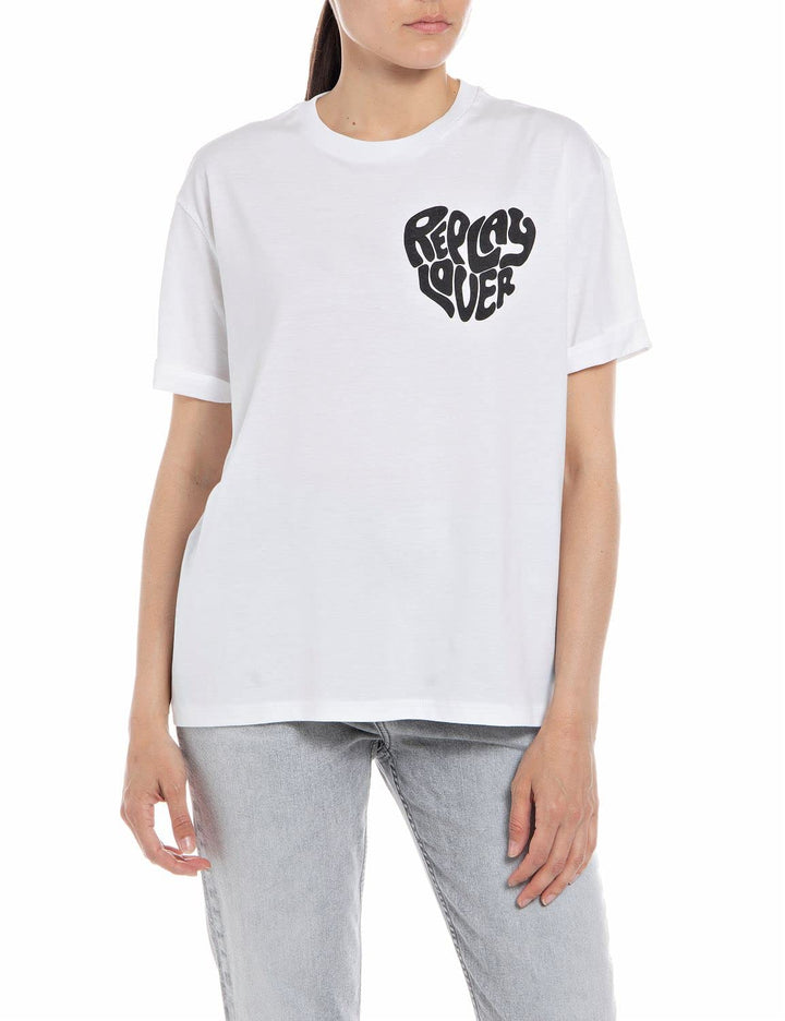 Replay Damen T-Shirt Kurzarm Replay Lover S Optical White 001, S Optical White 001