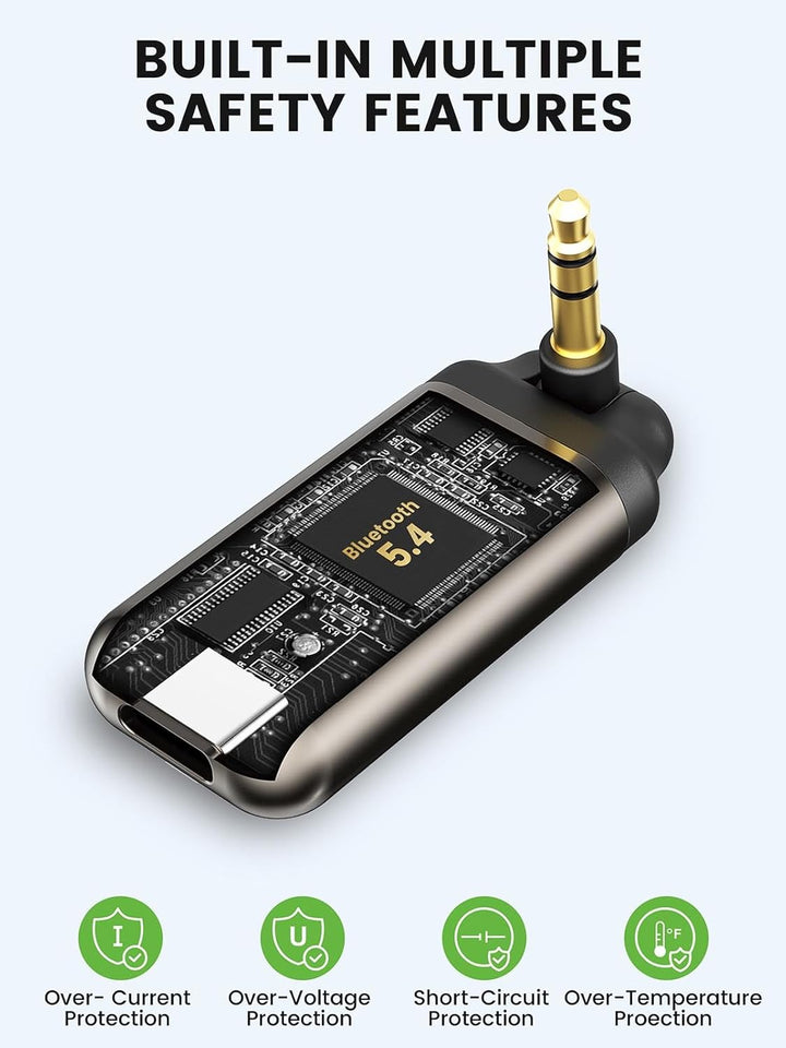 HVMLAK Air88 Aux Bluetooth 5.3 Adapter Auto, Empfänger mit Rotierbarem 3.5 Klinke, für Home Stereo,