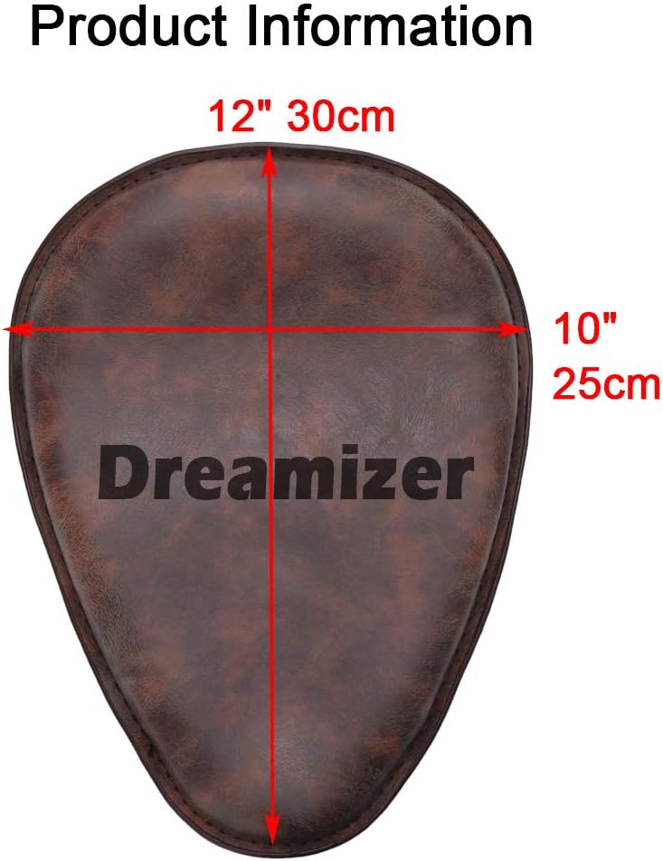 DREAMIZER Motorrad Leder Bobber Sitz, Retro Motorrad Solo Sitz Mit Grundplatte der Federhalterung fü
