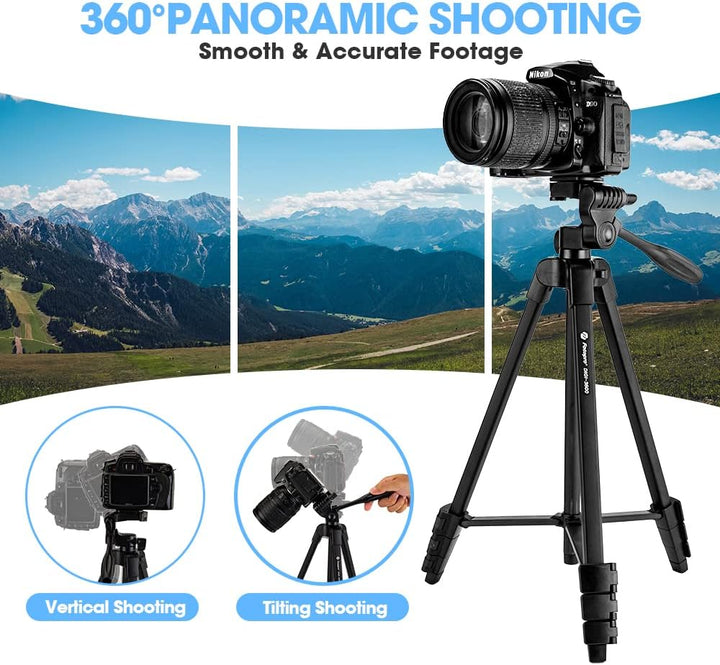 Fotopro Kamera Stativ Handy Stativ, 140CM Aluminium Leichtstativ für Reisen, 360-Grad-Panorama-Aufna