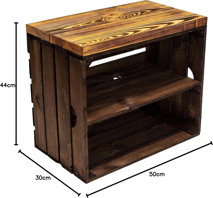 Kistenkolli Altes Land 2er Set Obstkiste aus Holz & Holzplanken Schuhschrank Hocker Sitzbank Weinabl