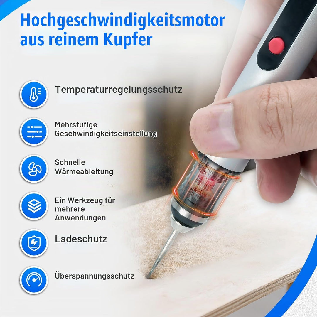 Elektrisches Graviergerät für Glas &amp; Holz, Glasgravur Set zum Gläser Gravieren, Mini Fräser Gravurse