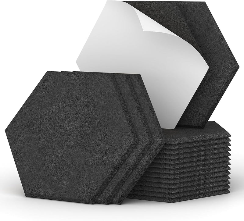 Hexagon Akustikplatten selbstklebend 18St., TONOR Schallabsorber Schallschutz mit Hochdichte Wandfli