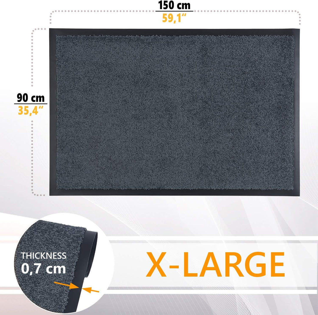 GadHome Fussmatte Anthrazit Grau 90x150 cm|Eingangstürmatte wasserdicht waschbar strapazierfähiger S