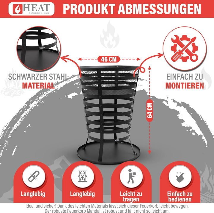 HEAT Outdoor Living Feuerkorb - Feuerschalen für den Grten - Feuerstelle Outdoor &amp; Feuertonne - Feue