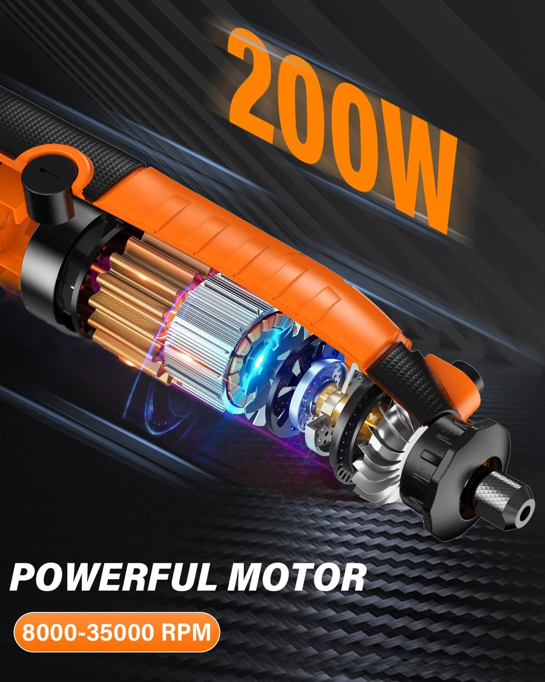Akdomart Multifunktionswerkzeug, 200W Rotationswerkzeug, Rotary Tool Set con 135 Zubehör, 6 Einstell