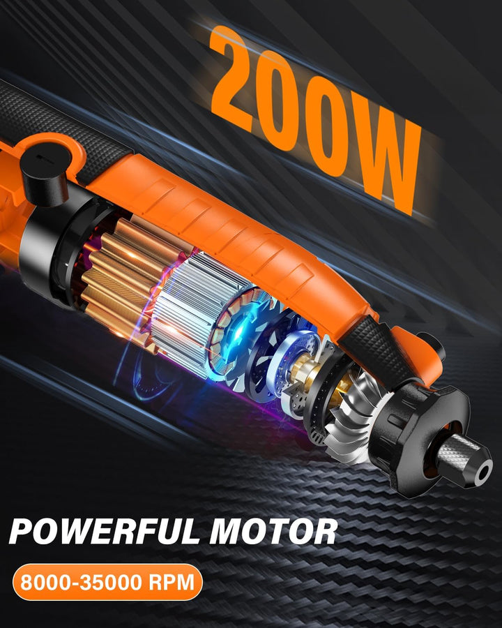Akdomart Multifunktionswerkzeug, 200W Rotationswerkzeug, Rotary Tool Set con 135 Zubehör, 6 Einstell