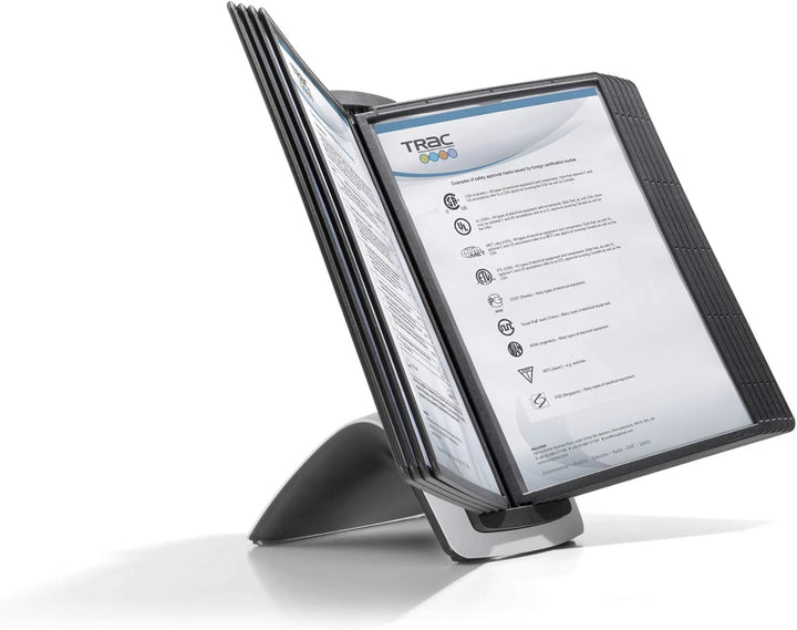 Durable Tisch-Sichttafelsystem Sherpa Style Table 10, mit 10 Sichttafeln A4, schwarz, 585501, Tisch