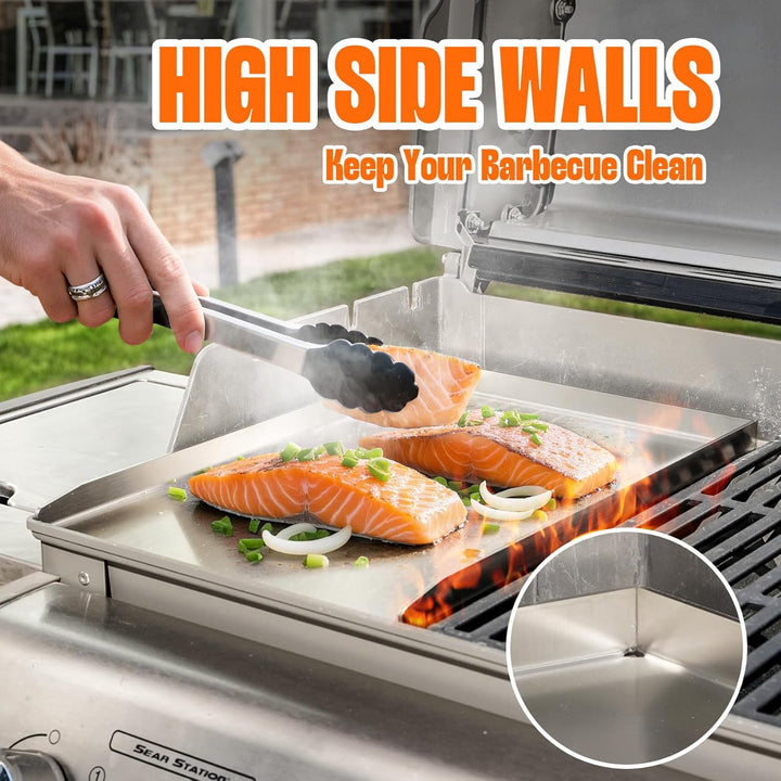 Onlyfire Edelstahl Grillplatte Plancha Kochplatte für Weber Spirit & Genesis Gas Grill Modelle 44 x