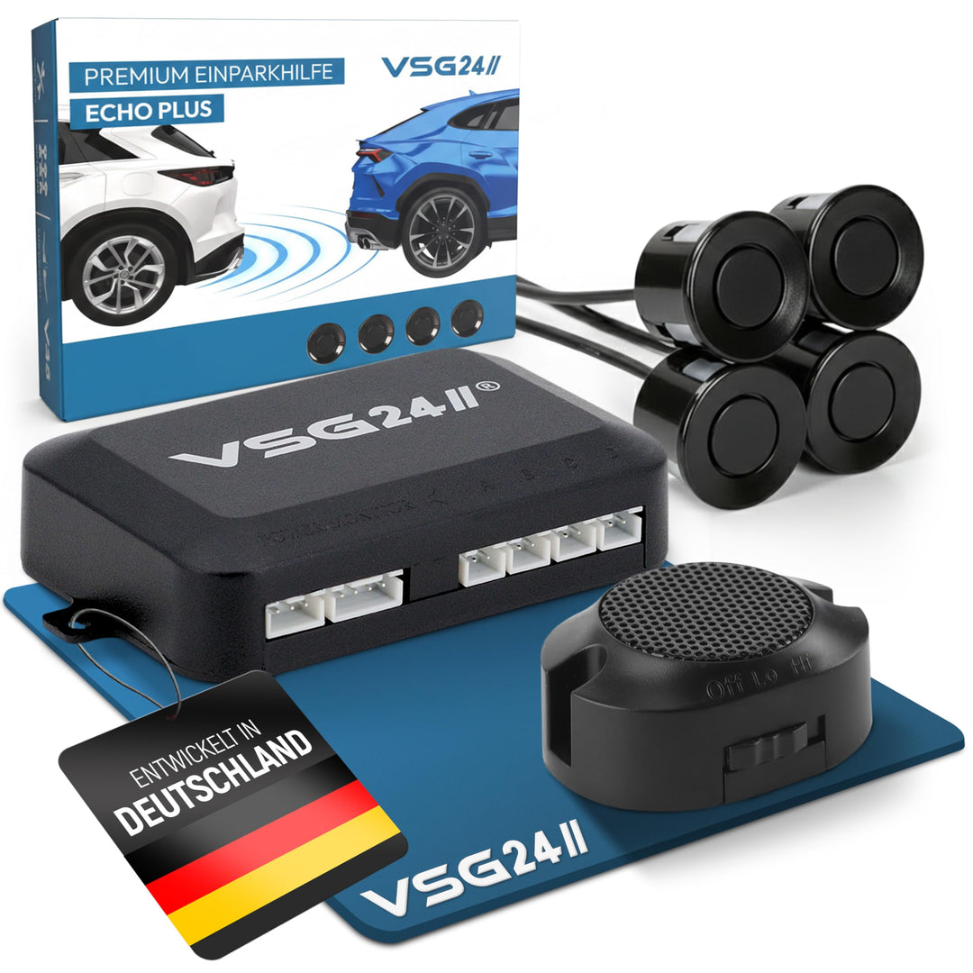 VSG24 Premium Einparkhilfe hinten zum nachrüsten am Auto, PDC Parksensoren hinten mit Stecksystem fü