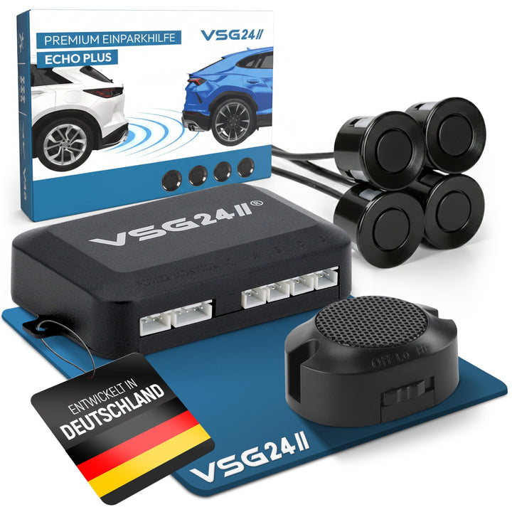 VSG24 Premium Einparkhilfe hinten zum nachrüsten am Auto, PDC Parksensoren hinten mit Stecksystem fü