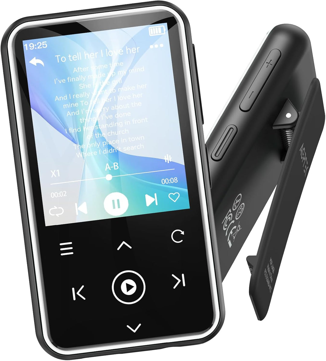 AGPTEK 64GB MP3 Player mit Sport Clip, Bluetooth 5.3 Player mit 1,8 Zoll TFT Farbbildschirm, Mini Mu