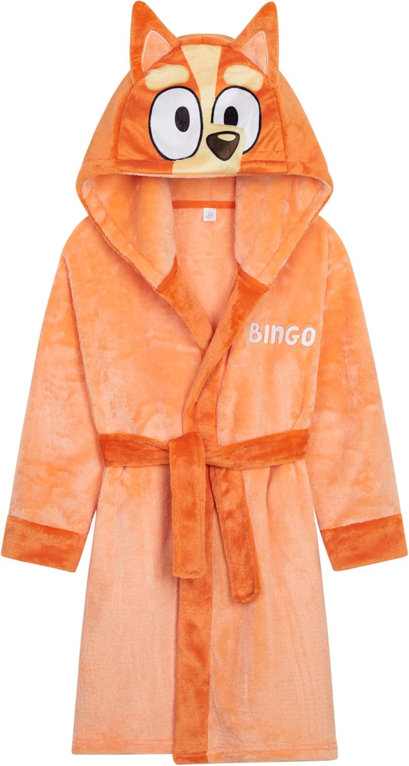 BlueY Mädchen Fleece Bademantel mit Kapuze und Bindegürtel, gemütlicher Morgenmantel - Geschenke für