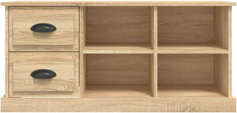 vidaXL TV Schrank, Fernsehtisch mit 2 Schubladen 4 Fächern, Fernsehschrank Lowboard für Wohnzimmer S