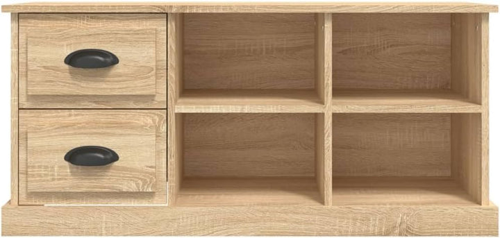 vidaXL TV Schrank, Fernsehtisch mit 2 Schubladen 4 Fächern, Fernsehschrank Lowboard für Wohnzimmer S