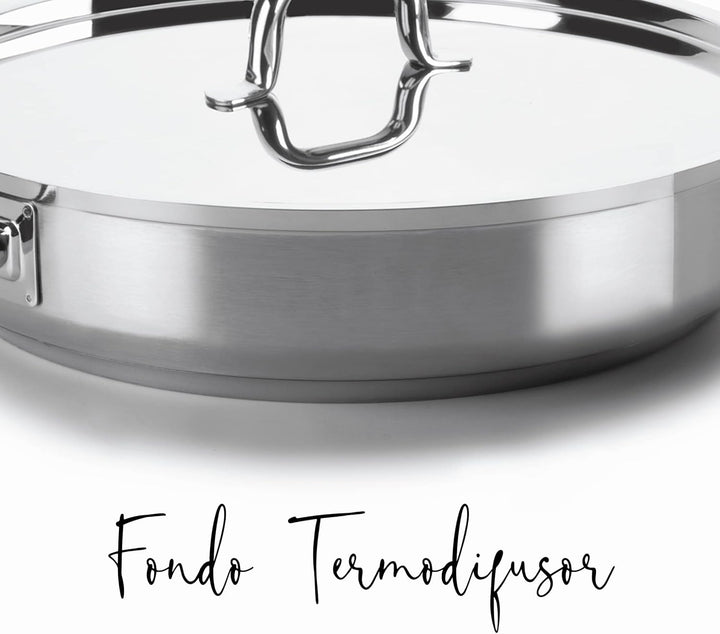 Lacor 54640 Pfanne mit Deckel Durchmesser 40 cm Chef Luxe Silber