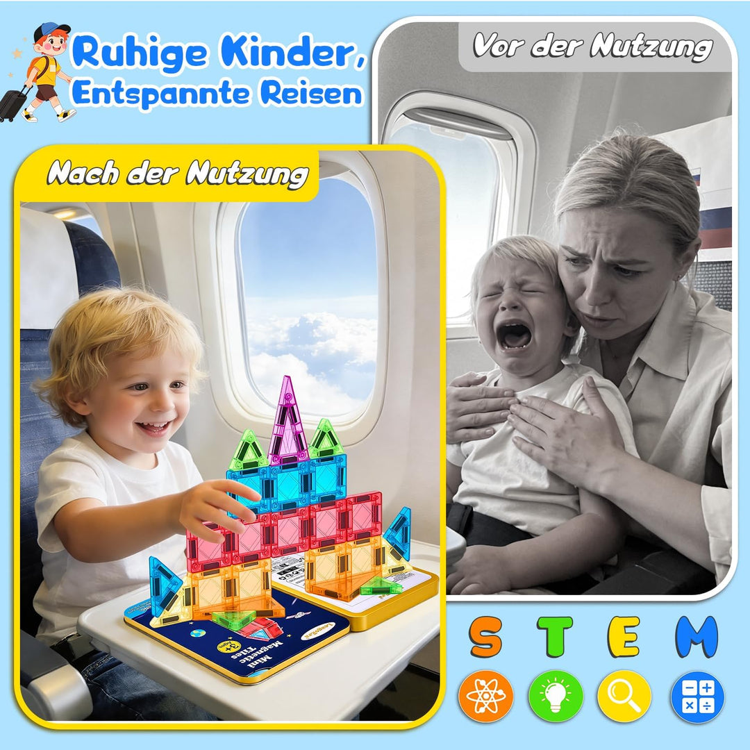 Mini Magnetische Bausteine Reiseset Spielzeug ab 3 4 5 6 7 Jahre: Tragbares 48 Teile Magnetische Til