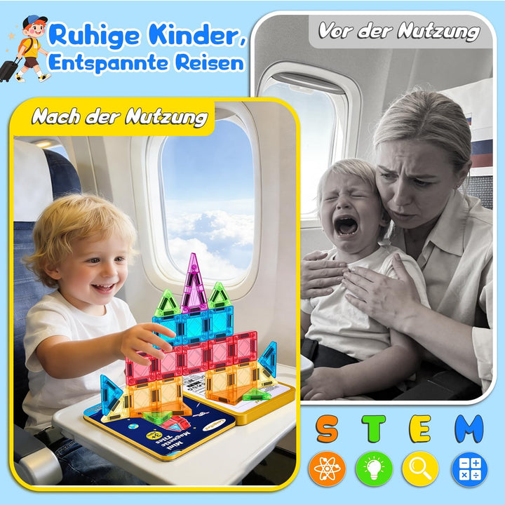 Mini Magnetische Bausteine Reiseset Spielzeug ab 3 4 5 6 7 Jahre: Tragbares 48 Teile Magnetische Til