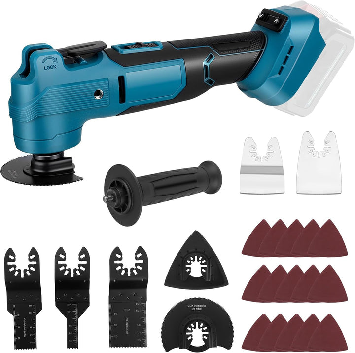 Akku Multifunktionswerkzeug, Multitool mit 6 Einstellbaren Geschwindigkeiten und bürstenlosem Motor,