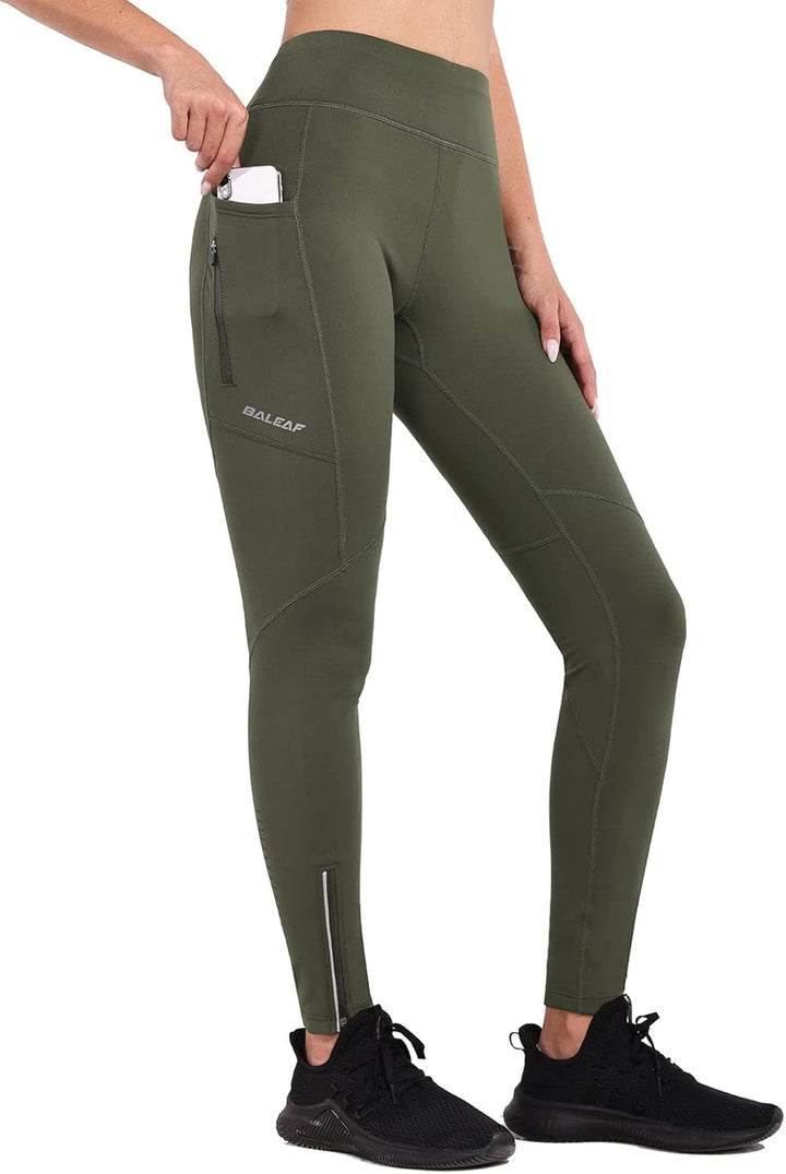 baleaf Thermoleggings Winter Damen Fahrradhose Lang mit Reissverschluss Warm Gefüttert Jogginghose R