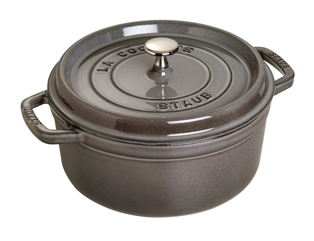STAUB Gusseisen Bräter/Cocotte, Rund 24 cm, 3,8 L, Aromaregen Funktion für optimale Befeuchtung, Für