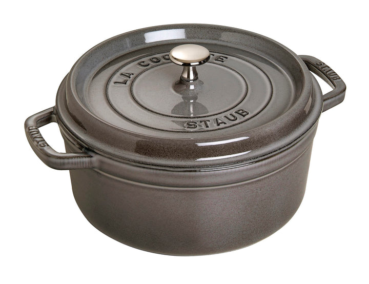 STAUB Gusseisen Bräter/Cocotte, Rund 24 cm, 3,8 L, Aromaregen Funktion für optimale Befeuchtung, Für