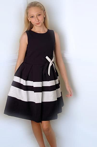 La-V Festliches Kleid gestreift mit Schleifen 92-98 Maritime, 92-98 Maritime