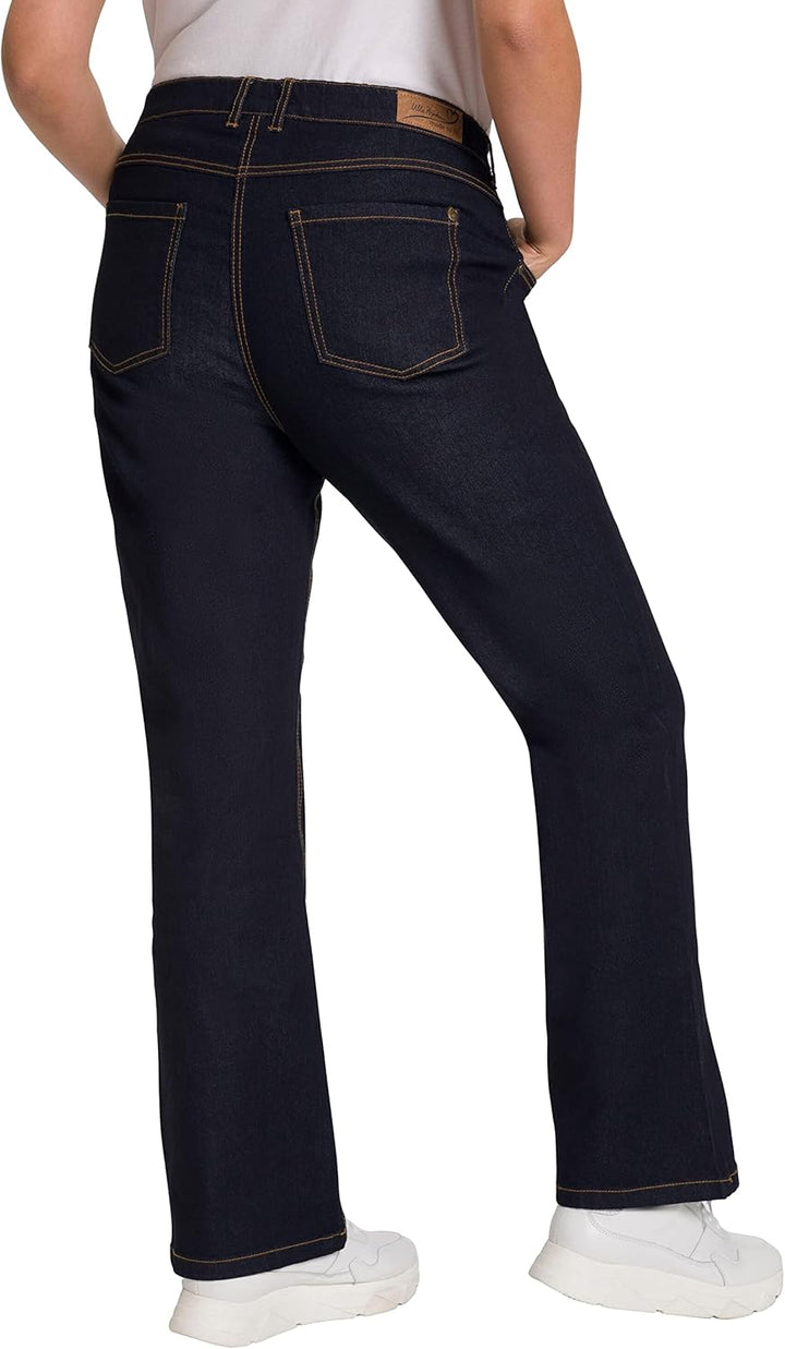 Ulla Popken Damen Hose Bootcut-Jeans 32W / 30L Dark Blue Denim, 32W / 30L Dark Blue Denim
