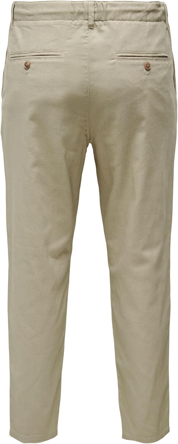 Only &amp; Sons Herren Hose Onsleo Crop Linen Mix 0048 Pant 31W / 34L Chinchilla, 31W / 34L Chinchilla