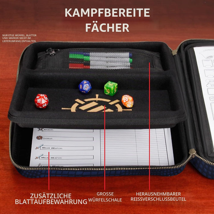 RPG-Organizer-Tasche – DND-Ordner mit integriertem Zeichenblatthalter und löschbarem Anreissfeld, Wü