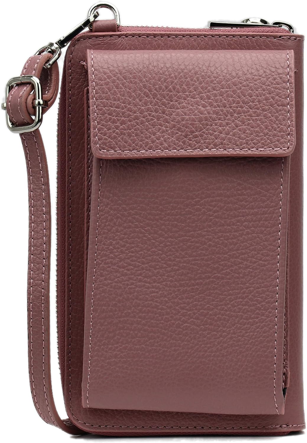 SH Leder Damen Handytasche Umhängetasche Geldbörse Multifunktion Beutel aus Echtleder Verstellbar Sc