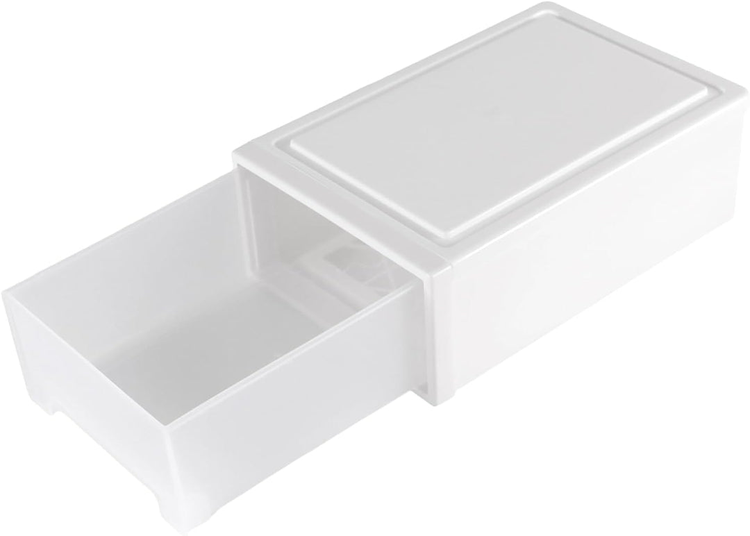 3 Stück 27 x 18 x 10cm Weiss Schubladenbox Kunststoff, Stapelbare Schubladenboxen, Schreibtisch Orga
