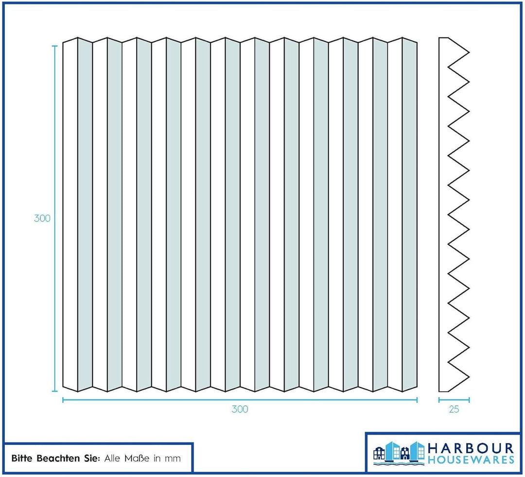 Harbour Housewares Akustikpaneele aus Schaumstoff mit doppelseitigem Klebeband, 2,5 x 30 x 30 cm, 24