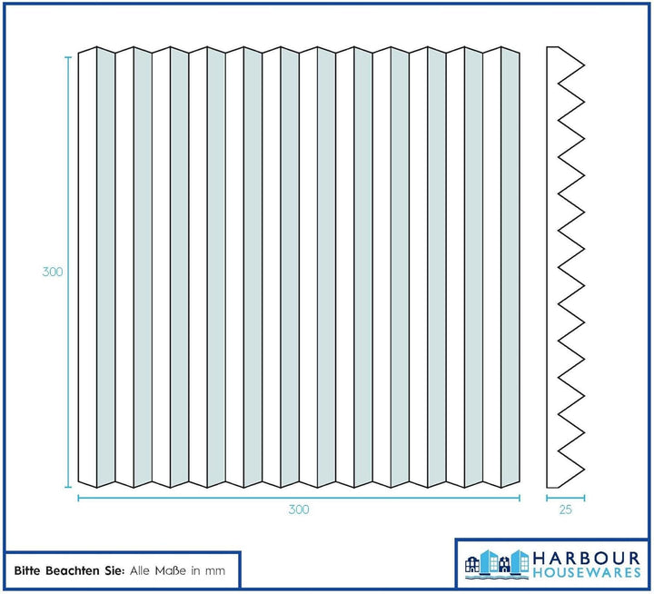 Harbour Housewares Akustikpaneele aus Schaumstoff mit doppelseitigem Klebeband, 2,5 x 30 x 30 cm, 24