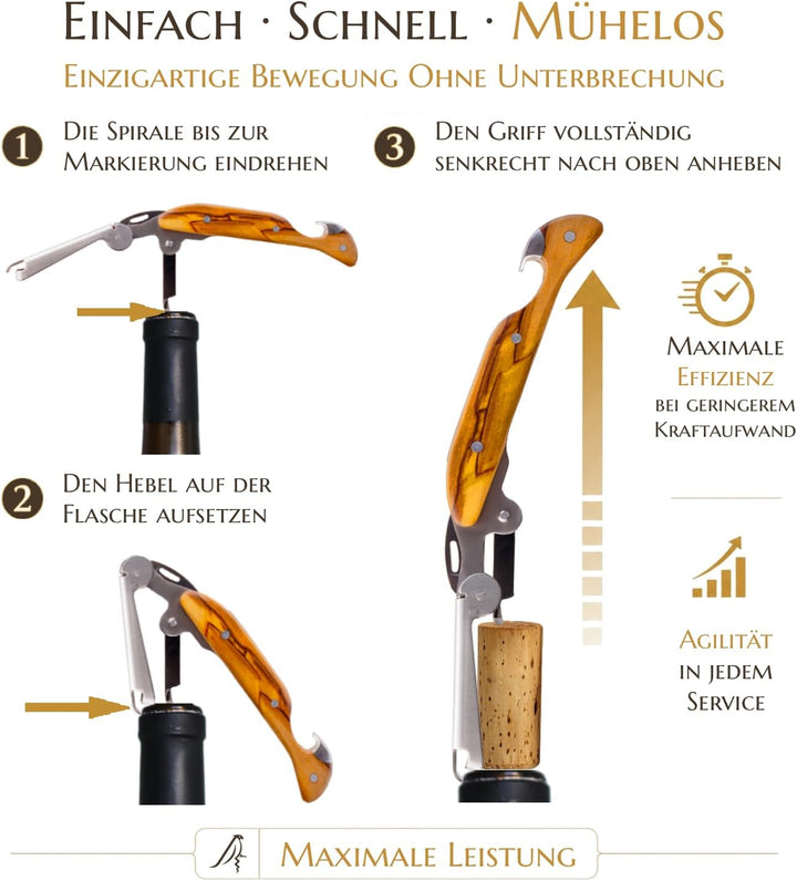 Professionelles Kellnermesser für Profis - FALCORK® (1-Stufige, 44-mm-Extraktion), 1-Stufige, 44-mm-