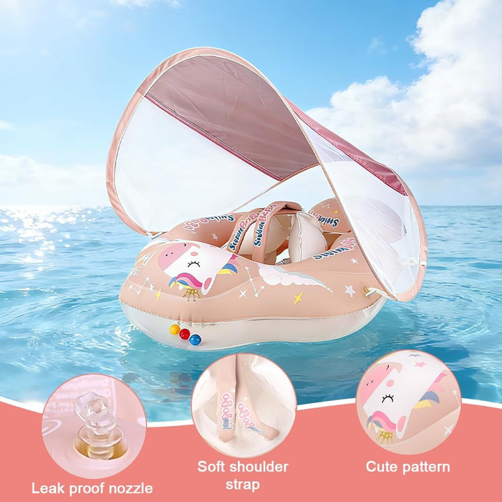Mineup Baby Schwimmring mit Sonnendach, UPF50+ Baby Float, Schwimmhilfe Mit Sicherheitssitz, Schwimm