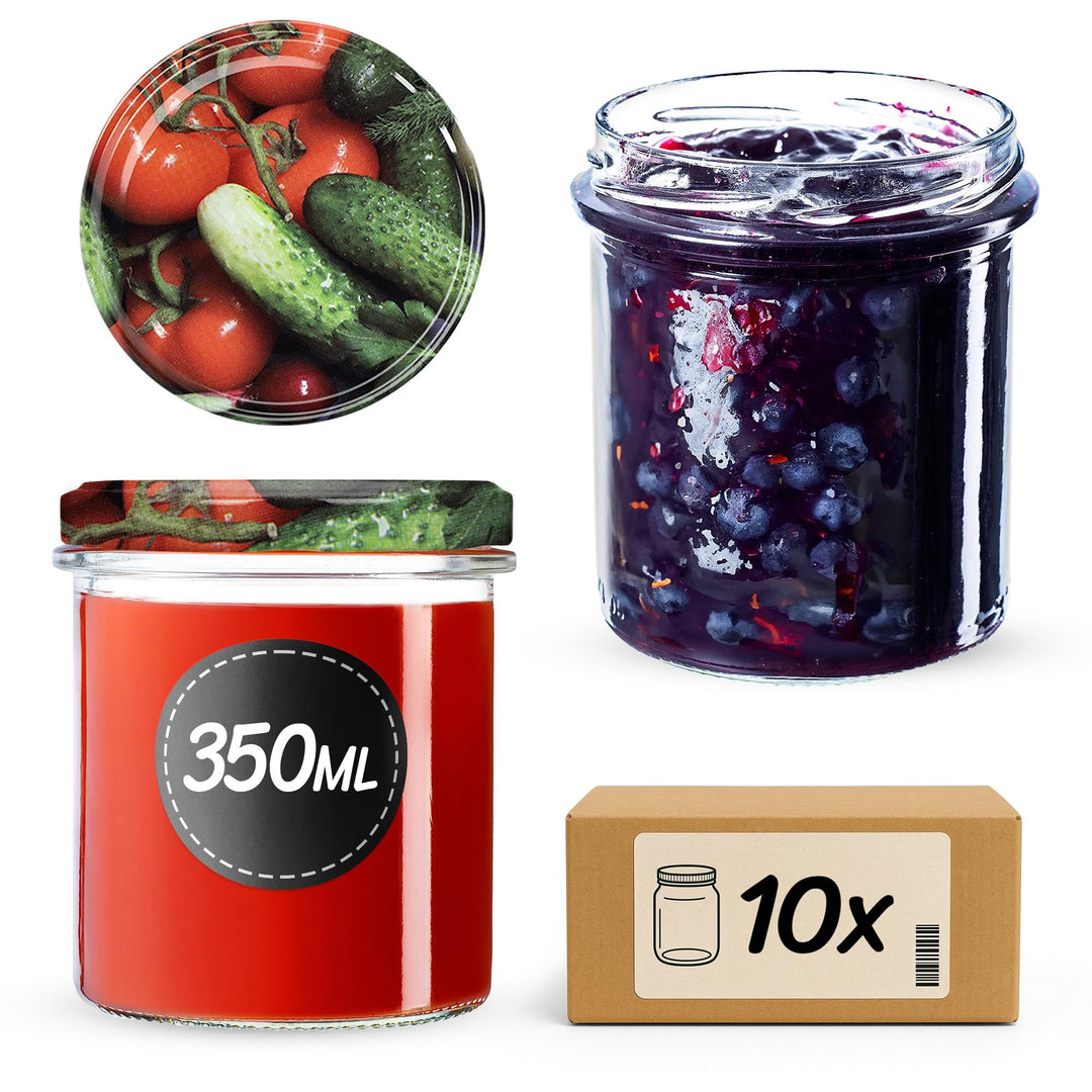 KADAX 10er Set Marmeladengläser 350ml TO82, Einmachgläser Vorratsgläser Mason Jar mit Schraubdeckel,
