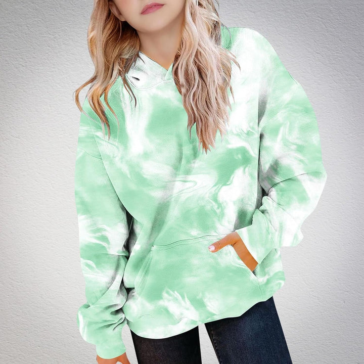 XINYUNZU Mädchen Kapuzenpullover Casual Hoodie Batik Sweatshirt mit Kapuze & Tasche Oberteile Langar