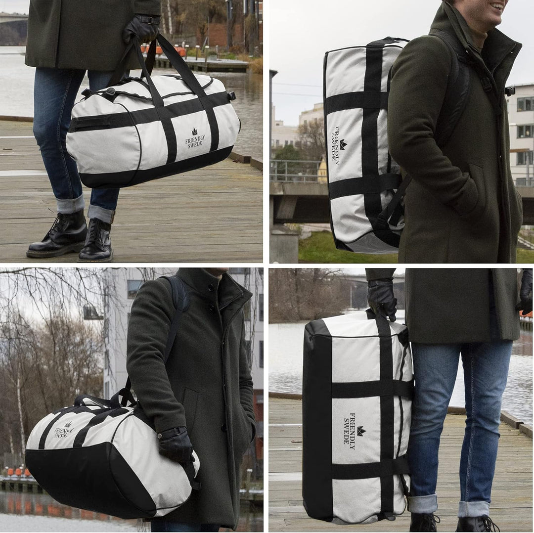 The Friendly Swede Wasserfeste Reisetasche Duffle Bag Rucksack - 30L / 60L / 90L - Seesack, Sporttas