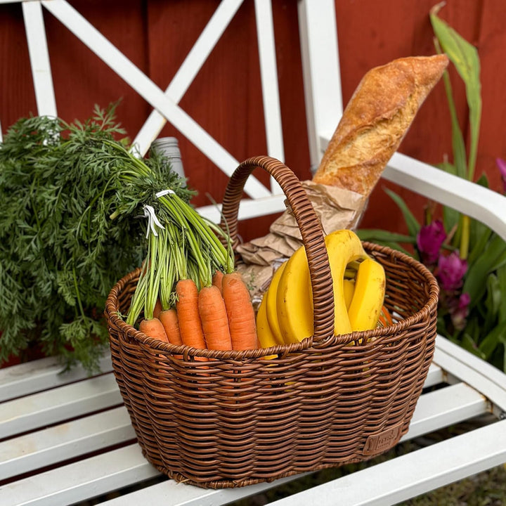 UNUS Einkaufskorb in Rattan-Optik, Langlebig und Wetterfest, ideal für Einkäufe, Picknick und Aufbew