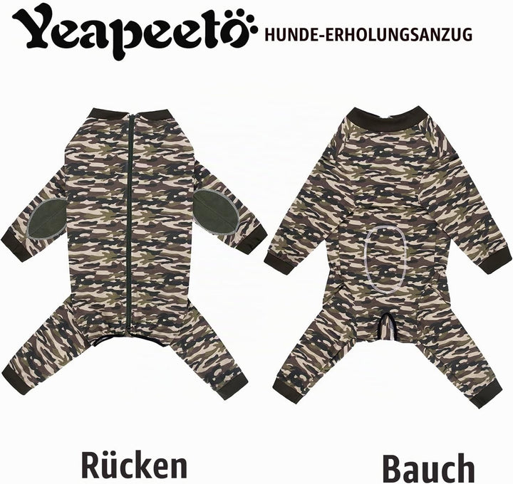 Yeapeeto Einteiler für Hunde, zur Erholung, für grosse und mittelgrosse Hunde, Schlafanzug, Ganzkörp