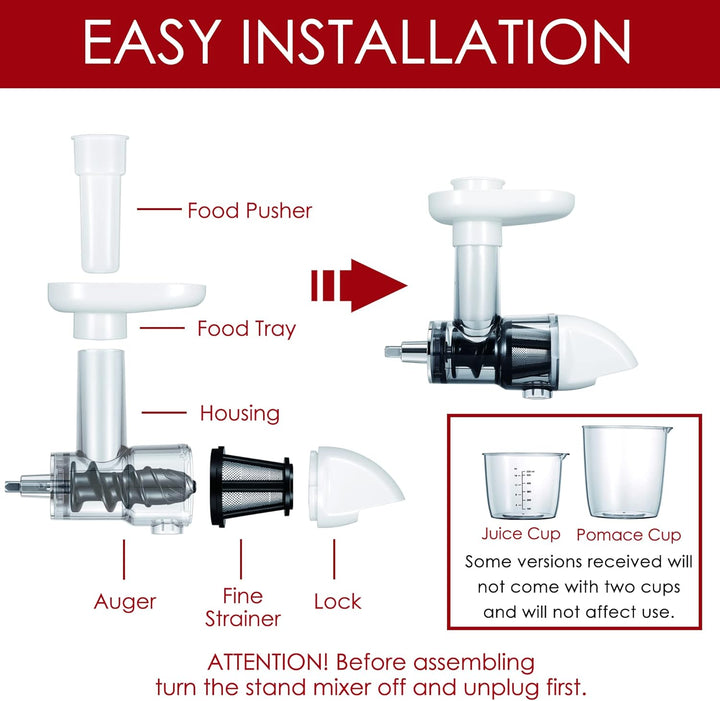 Masticating Juicer Aufsatz für KA alle Modelle, Standmixer, Masticating Juicer, Slow Juicer Aufsatz