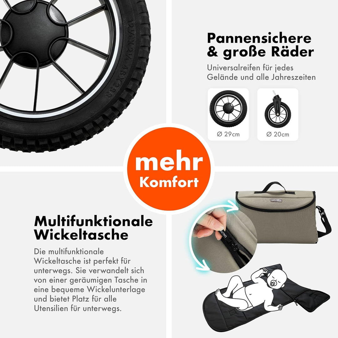 Daliya® FLEXI-PRO M 2in1 Kinderwagen &amp; Buggy (Beige), Beige