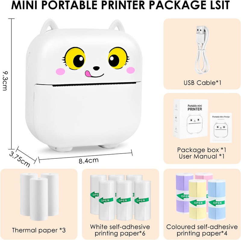 Ambesty Mini Drucker, Mobiler Fotodrucker, Tragbarer Mini Fotodrucker, Wireless Fotodrucker Thermodr