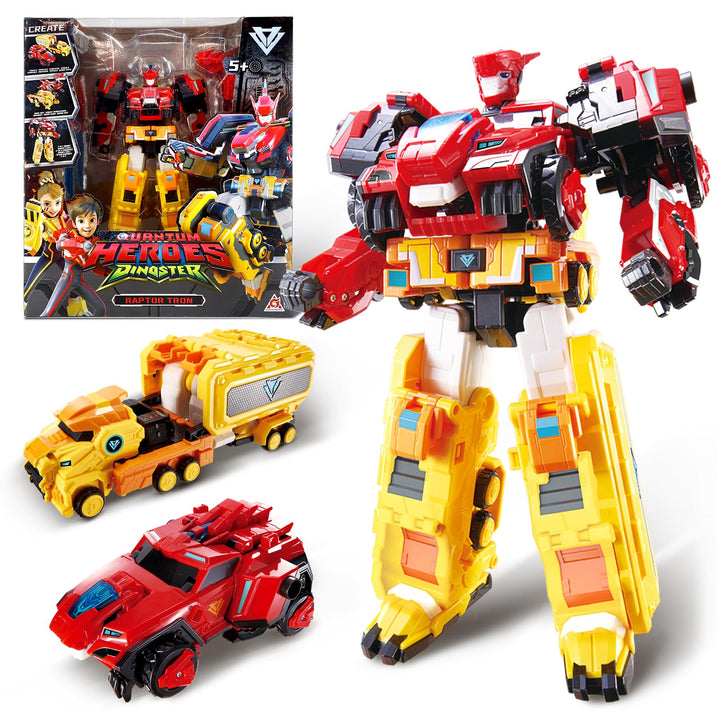 Quantum Heroes DINOSTER 2 in 1 Transformable Roboter Raptor Tron 11,02 Zoll | Roboter Spielzeug für