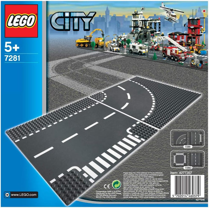 LEGO City 7281 - Kurve/T-Kreuzung 25x25cm Mehrfarbig, 25x25cm Mehrfarbig