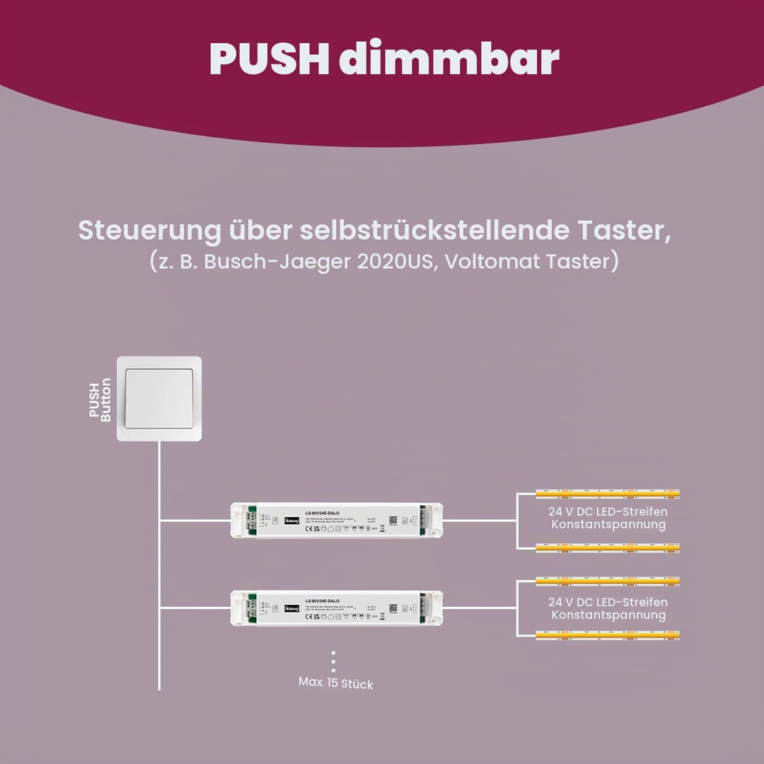 illuburg LED Treiber 24V 80W DALI Push Taster Dimmbar Flackerfrei für LED Streifen Trafo Transformat