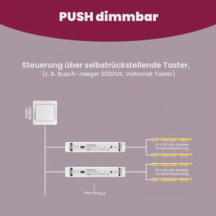 illuburg LED Treiber 24V 80W DALI Push Taster Dimmbar Flackerfrei für LED Streifen Trafo Transformat
